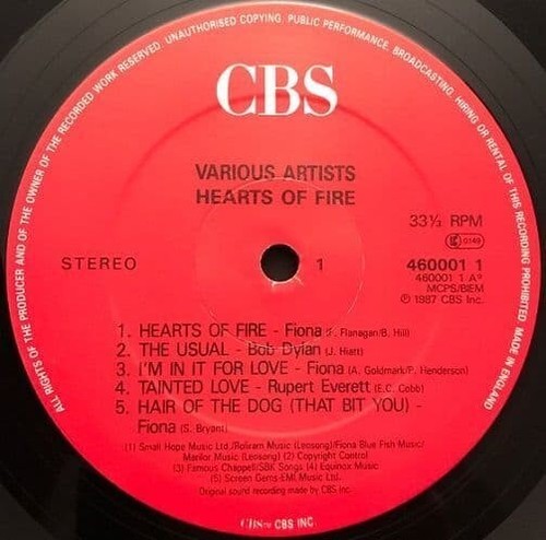 Hearts Of Fire - Original Motion Picture Soundtrack Vinyl Record LP CBS 1987 Pop - Picture 2 of 5