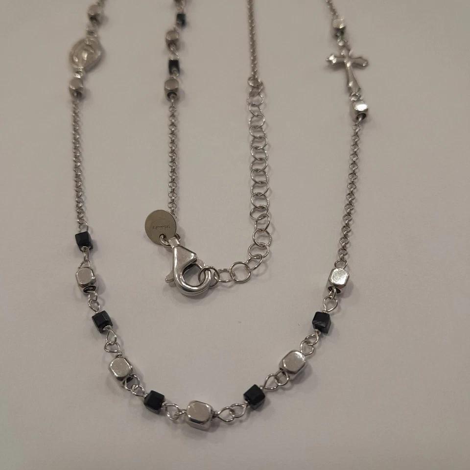 collana rosario con pietre nere argento925 grammi 7,00 cm55 - Immagine 2 di 2