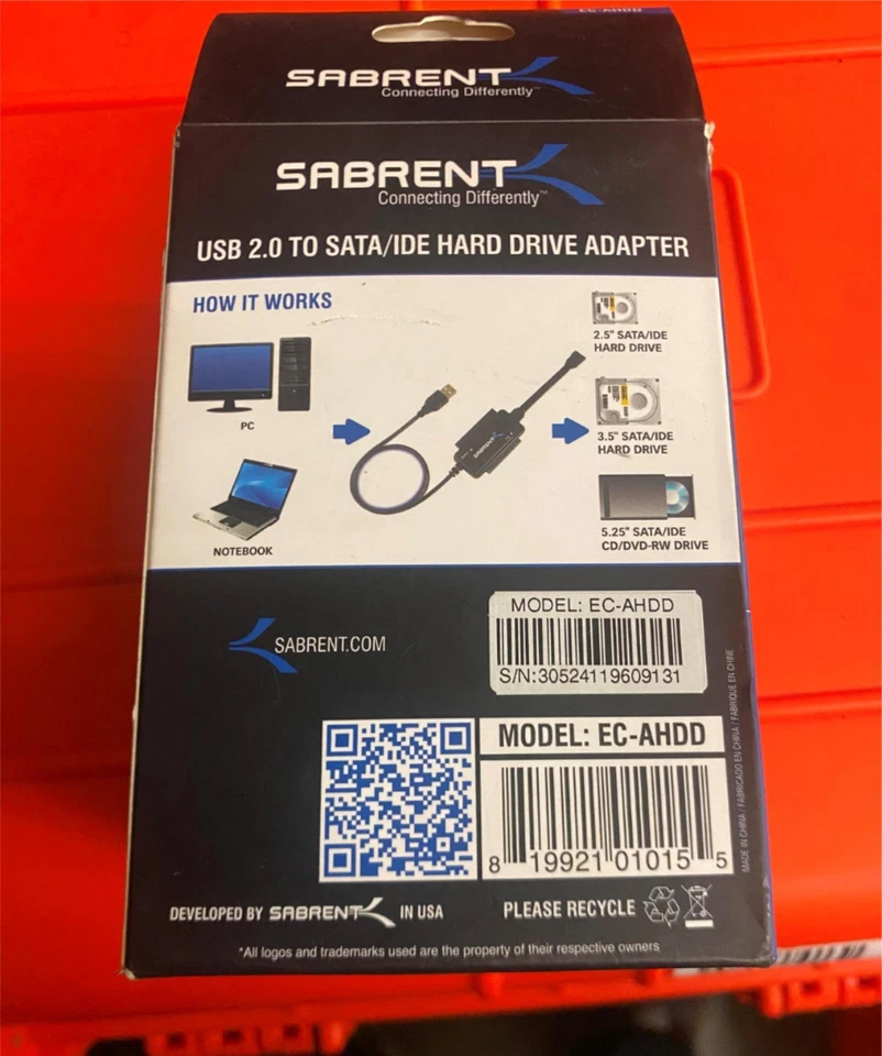 Sabrent USB 2.0 to SATA/IDE 2.5/3.5" Hard Drive Converter EC-AHDD - Image 3 of 3