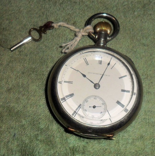 JB RFM 81302 Illinois Pocket Watch With Key Running Condition Nice Locomotive Sc