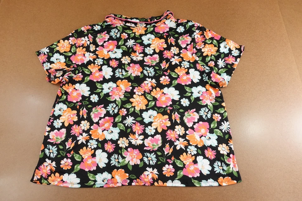 Cudle Duds Comfort Code Womens Size XL Black Floral Short Sleeve Pajama Top New - Image 3 of 4