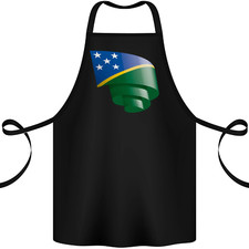 Curled Solomon Islands Flag Day Football Cotton Apron 100% Organic