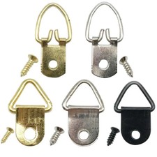 25Pcs Triangle D-Ring Painting Picture Frame Photo Wall Hook Hanger With Screw
