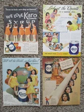 1937-38 FOUR DIONNE QUINTS KARO PANCAKE SYRUP AD LOT DR DEFOE QUINTUPLETS
