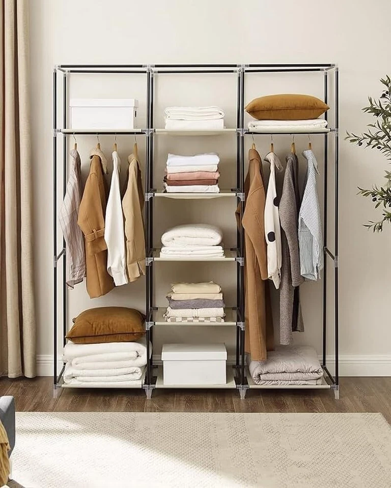 Tragbarer Kleiderschrank Platzsparender Modularer Kunststoffschrank mit Türen - Bild 4 von 4