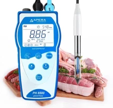 Apera Instruments Premium Series PH8500-MT Portable pH Meter Kit for Meat, Blue