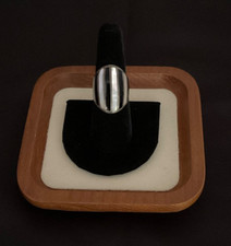 Striped Black Onyx Mother Of Pearl Dome Ring Set in Sterling Silver Size 7 1/2