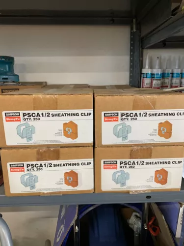 Box of Simpson Strong Tie PSCL 1/2" Sheathing Clips (250 ps) Sealed Packaging