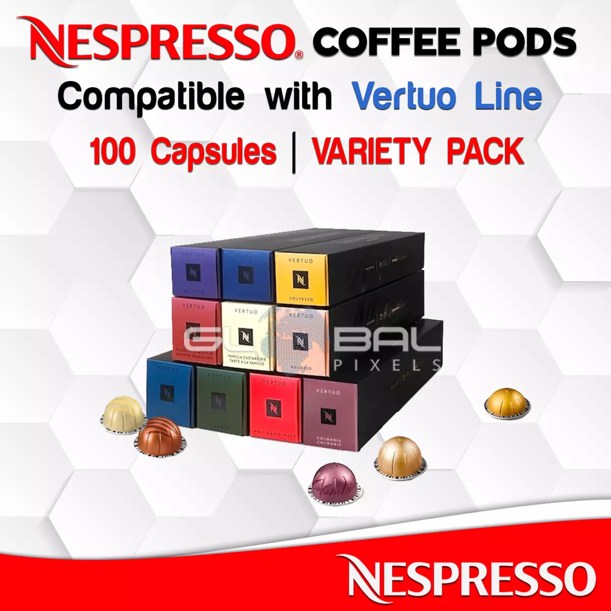 Nespresso Coffee Pods Vertuo Line 100 Capsule 10 Sleeve Discovery Variety  Pack