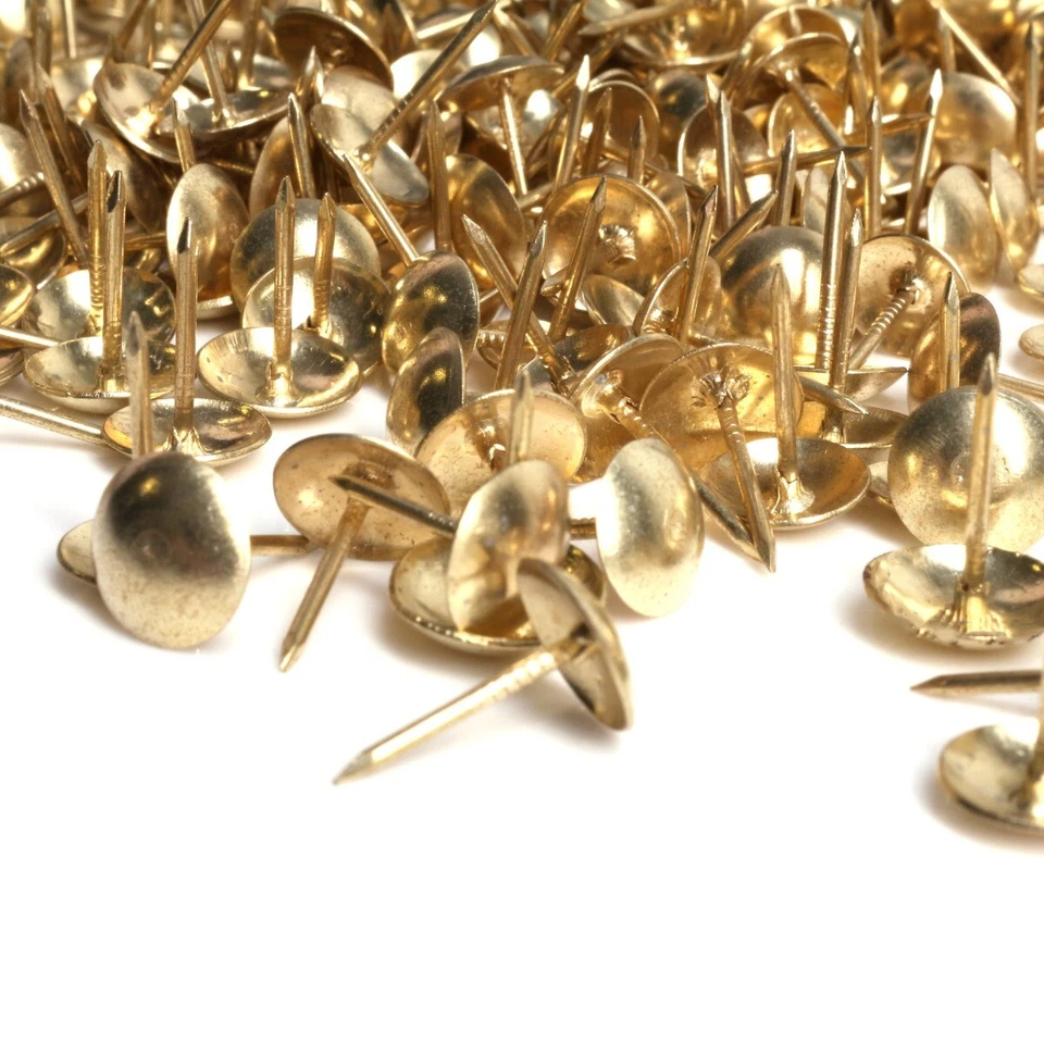 100x DECORATIVE UPHOLSTERY NAILS 10mm Domed Head Brass Fabric Tacks/Studs/Pins - Image 2 of 4