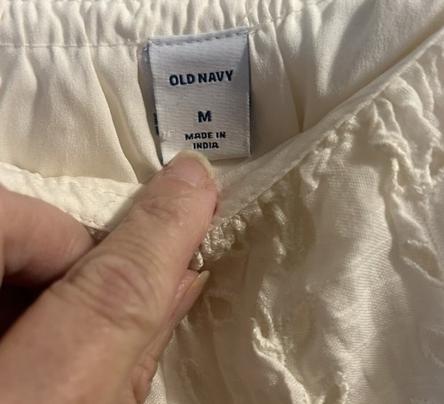 Old Navy Ivory White Summer Dress Womens Sz M Lace Eyelet Off Shoulder 47” NWT - Picture 14 of 14