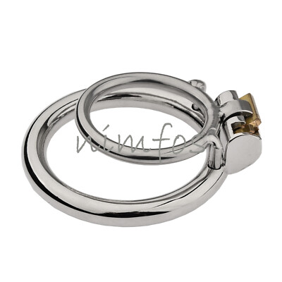 Stainless Steel Male Chastity Device Small Double Rings Lock Male Chastity Cage