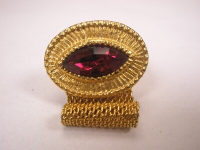 Red Rhinestone SINGLE Vintage Cuff Link replacement lost/broken zo40