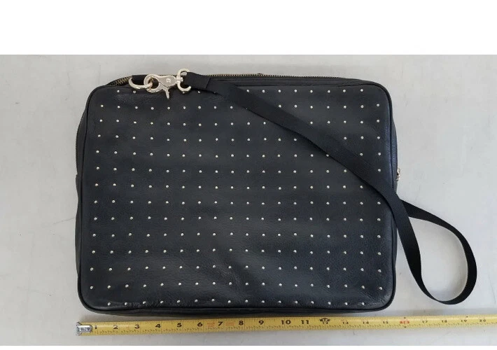 Bolso Mensajero para Laptop Rebecca Minkoff Cuero Negro Tachonado Foto 3 de 4