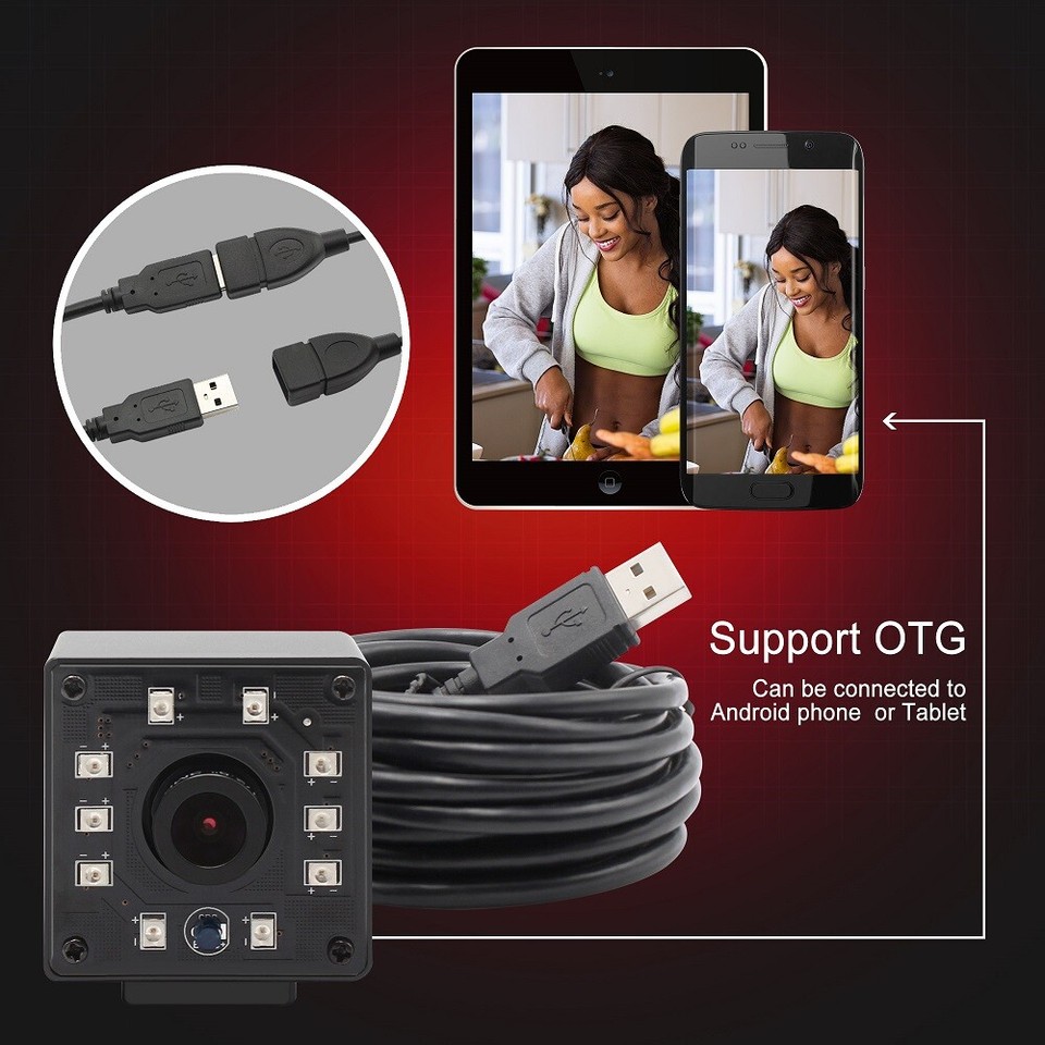 ELP USB Camera 2MP IR Night Vision USB Webcam With 10pcs IR LED for ...