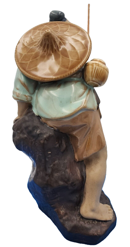 Vintage asiatische Shiwan chinesische Fischer MUDMAN glasierte Figur - Bild 4 von 7