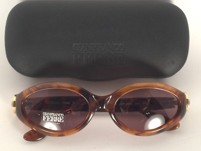 VINTAGE GIANFRANCO FERRE GFF 390 OVAL TORTOISE SILVER GOLD DETAILS
