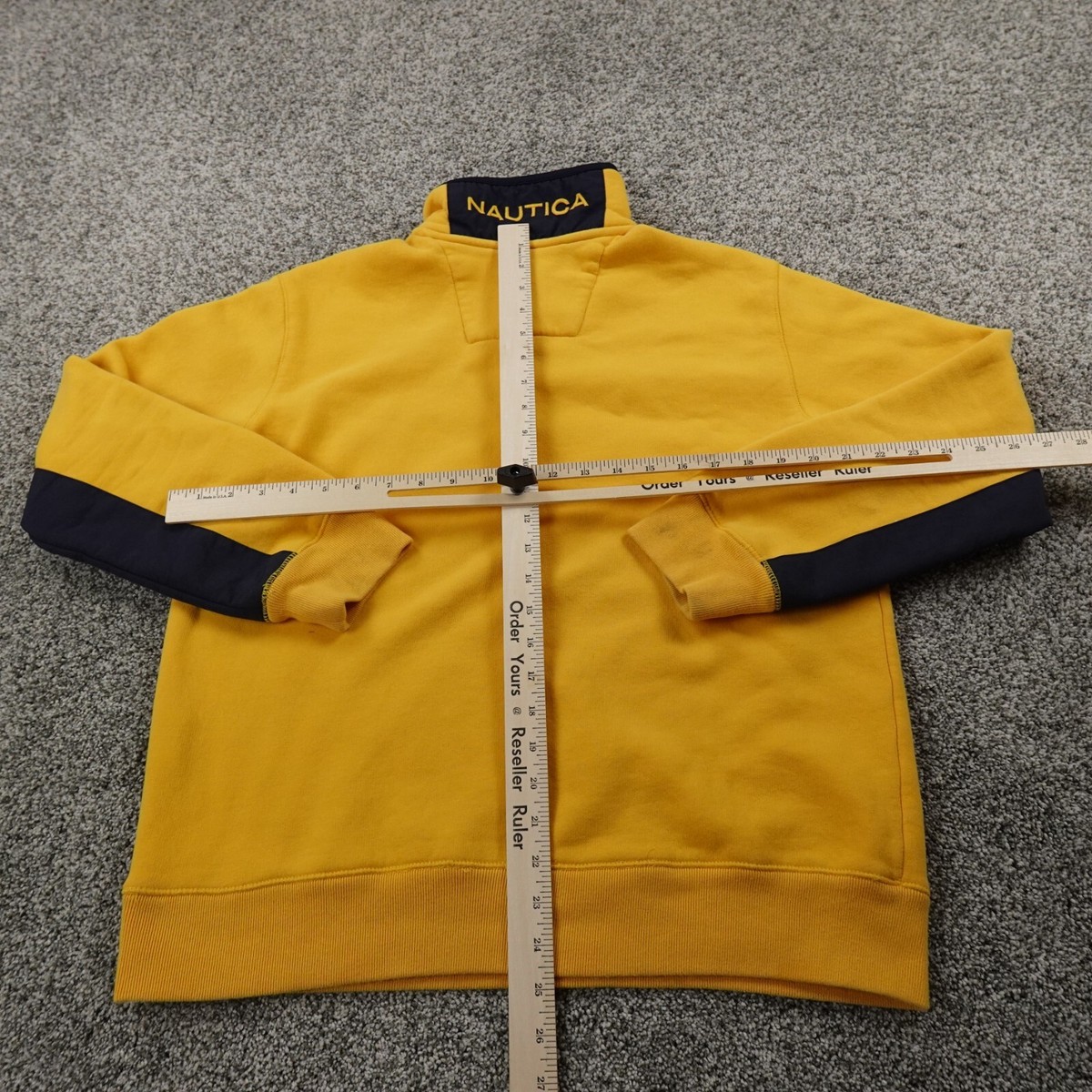 VTG Nautica Sweater Mens S Yellow Sailing Fleece Pullover Turtle