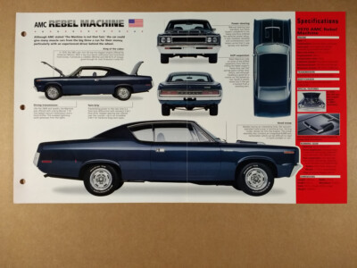 1970 AMC REBEL MACHINE specs photos 1998 info sheet | eBay