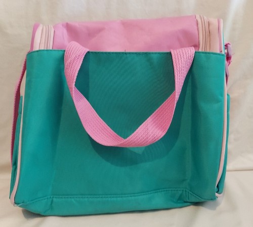 Ellie & Luke Diaper Zippered Tote Bag Pink/Green w/embroid Bumblebees & Flowers - Picture 6 of 10