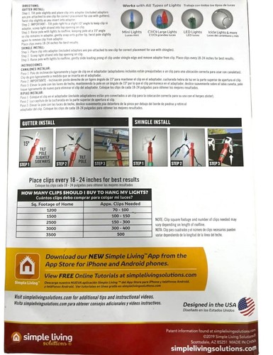 100 Ladderless Light Clips~4 Boxes Of 25~Simple Living ~ For Gutters & Shingles. - Picture 3 of 8