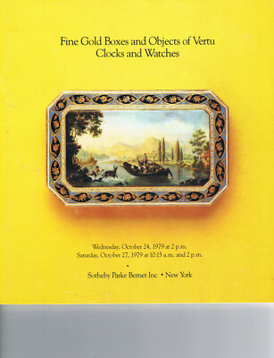 Sothebys - Fine Gold Boxes & Objects of Vertu, Clocks & Watches - Oct 24-27 1979