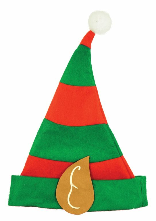 SOMBRERO DE ELFO CON OREJAS PIXIE EN ROJO Y VERDE TALLA INFANTIL PARA VESTIDO ELEGANTE DE NAVIDAD.
