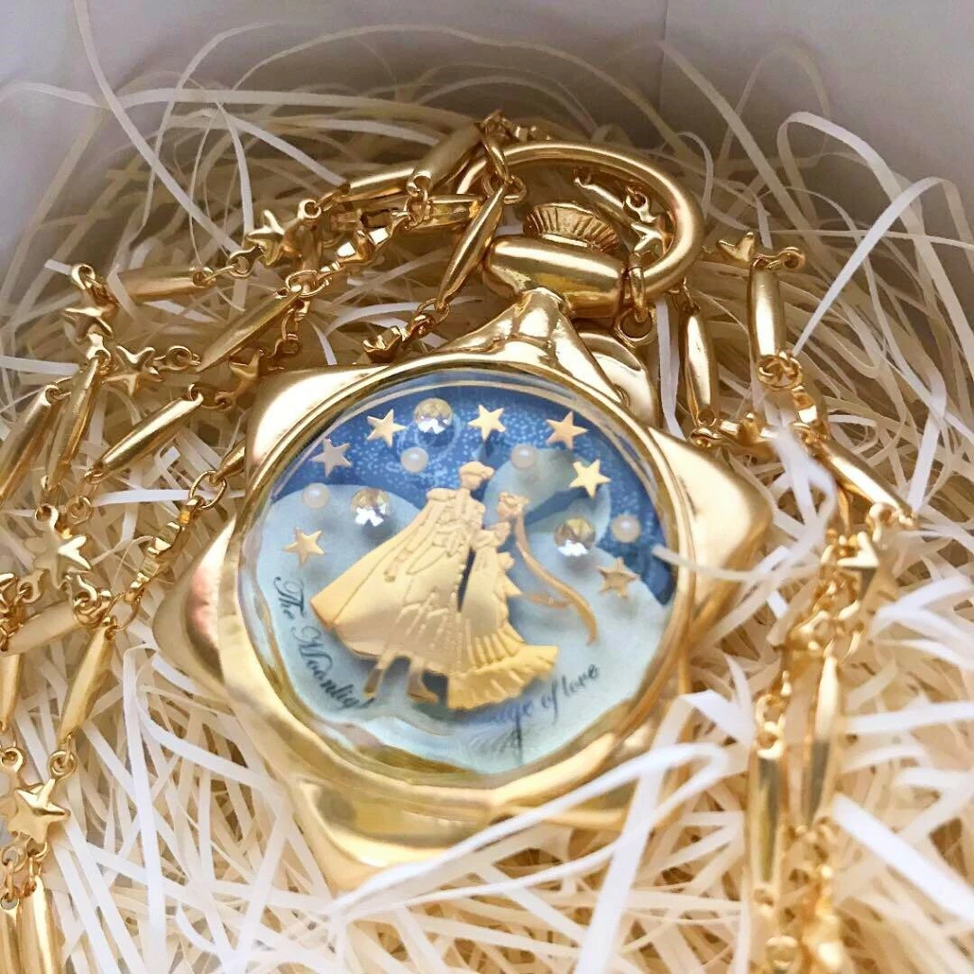 Sailor Moon Q pot Moon Phase Pocket Watch Necklace Anime Usagi Tsukino Jewelry