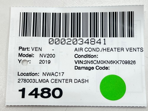 DASH PANEL CENTER AIR VENT DEFROSTER OEM 278003LM0A NISSAN NV200 2013 - 2021 - Picture 10 of 10