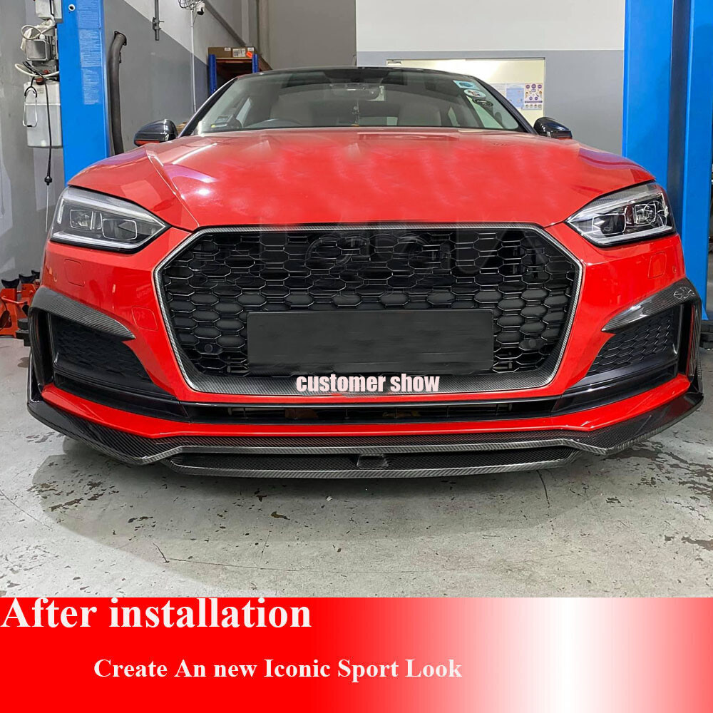 Fits Audi A5 B9 Sline S5 201720 REAL CARBON Front Bumper Lip Splitters