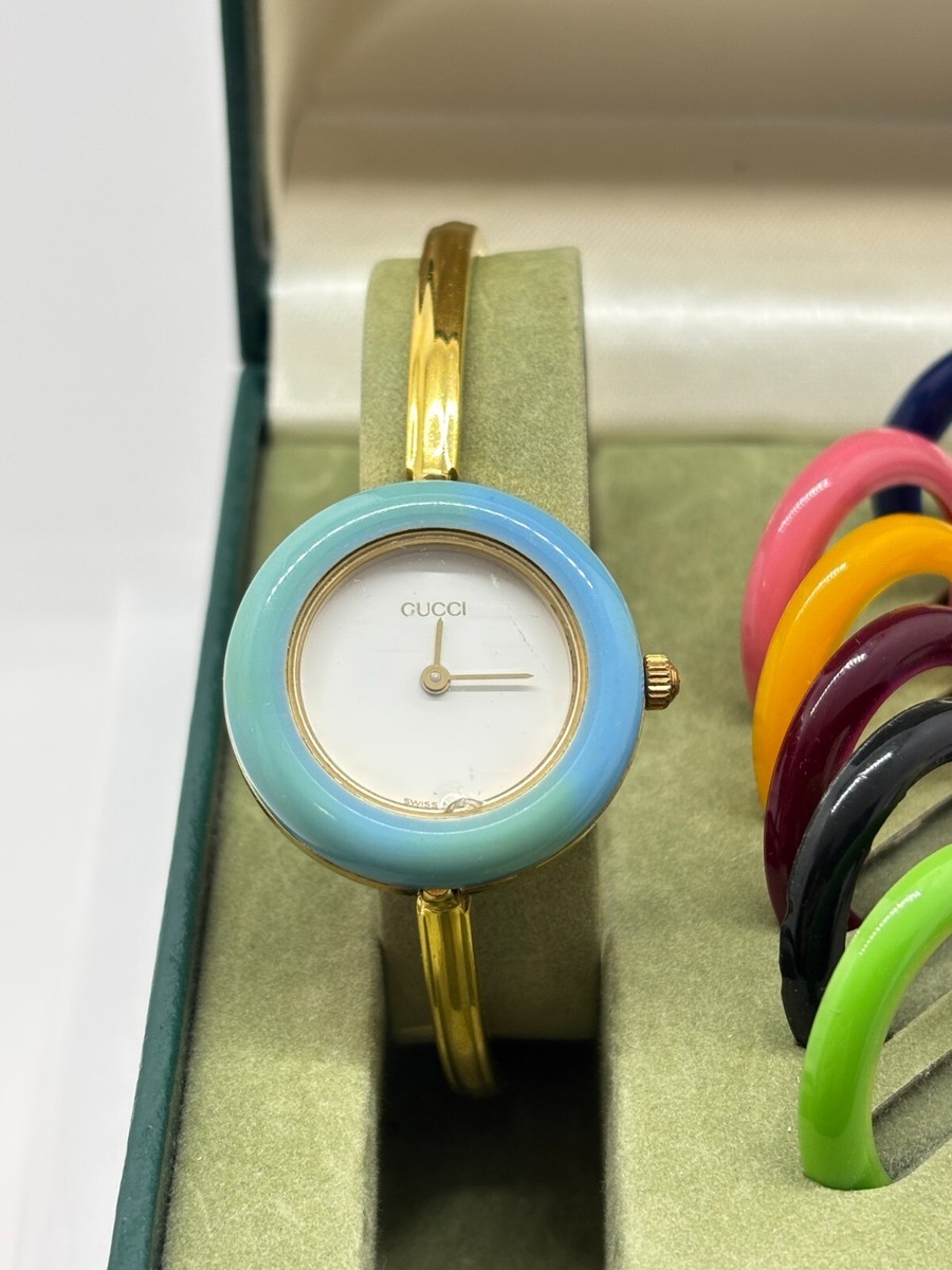 Exc+5 w/Box] GUCCI 11/12.2 Change Bezel Watch 12 Colors Gold