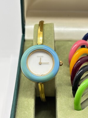 Exc+5 w/Box] GUCCI 11/12.2 Change Bezel Watch 12 Colors Gold