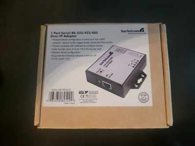 StarTech 1 Port RS-232/422/485 Serial over IP Adapter NETRS2321E W/ Software