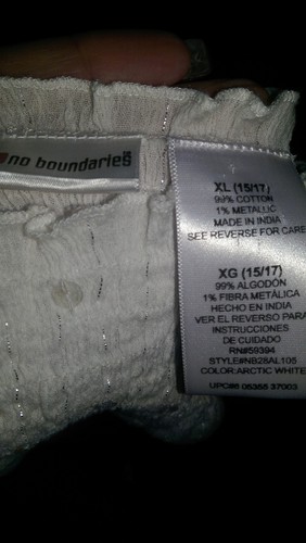 No Boundaries Juniors Women Shirt Size XL X Large 15/17 White Silver Striped NEW - Picture 2 of 4