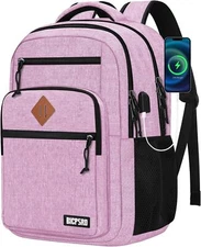 Classic Backpack for Men Women, School Girls 15.6 Inch, C5-pink 
