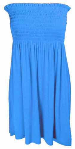 Ladies Sheering Boob Tube Gather Bandeau Ruched Top Summer Mini Dress Size 8-26 - Picture 21 of 28