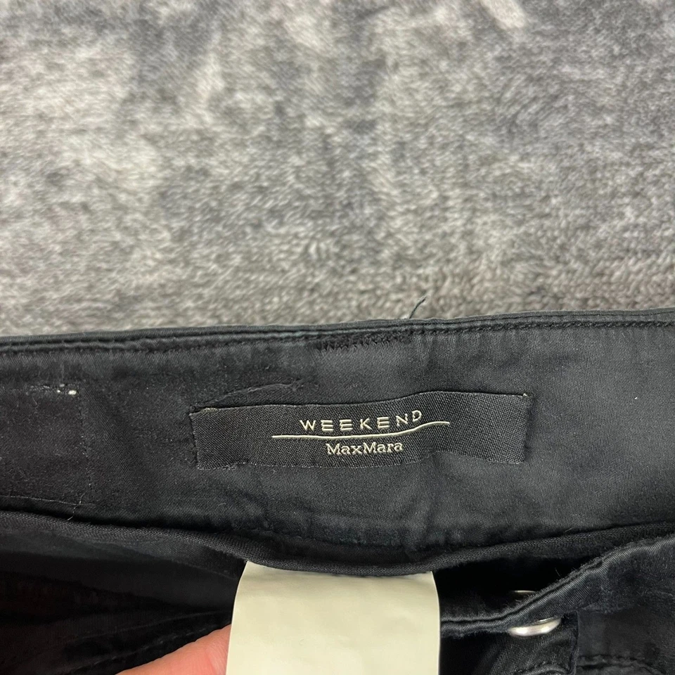 Max Mara Weekend Relaxed Front Wide Leg Flare Black Pants Women's 8  - Image 4 of 4