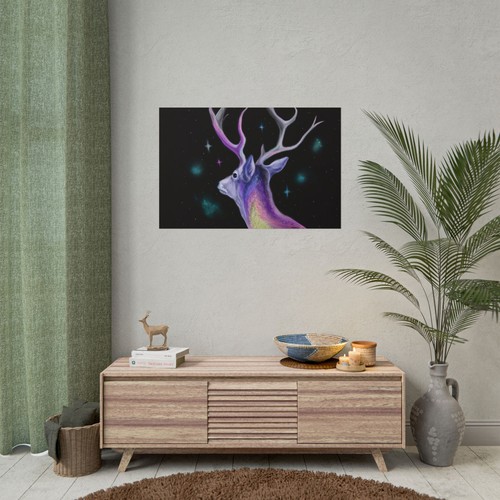 🌌 Himmlischer Hirsch Poster - Galaxie Tier Wandbild - Lila Orange Deko - Bild 21 von 25