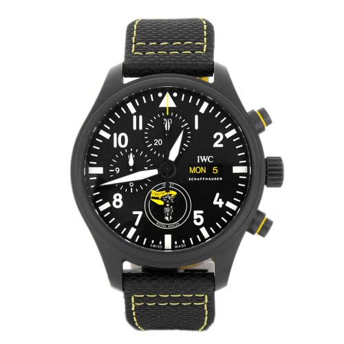 IWC Fliegeruhr Royal Maces Chronograph Keramik schwarz 44,5mm IW389107 Full Set