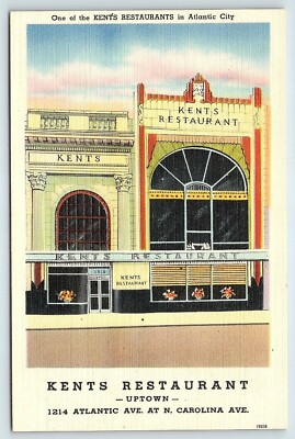 Postcard NJ Atlantic City Kent's Restaurant Uptown  Torn Down