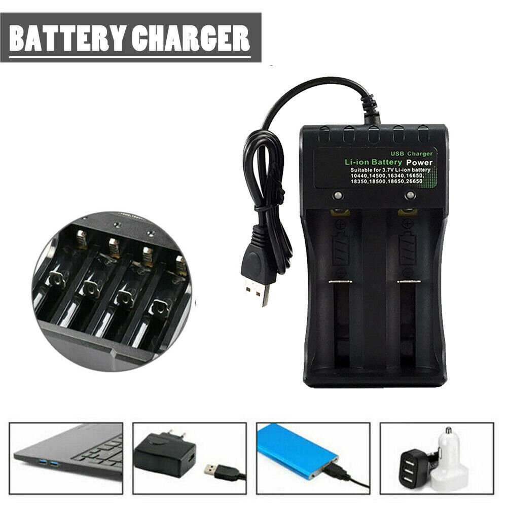 4-Pack 26650 Rechargeable Batteries 6800mAh 3.7V Flat Top With Charger - High Capacity For Flashlights, Headlamps