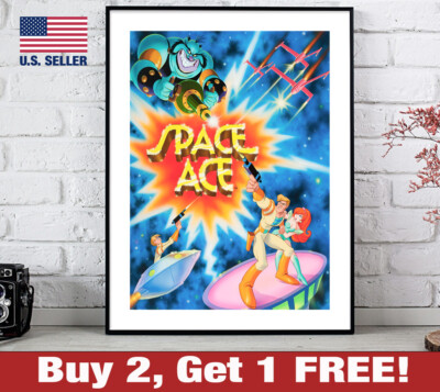 Space Ace Poster 18'' x 24'' Print Dragons Lair Retro 80s Arcade Game Room Art