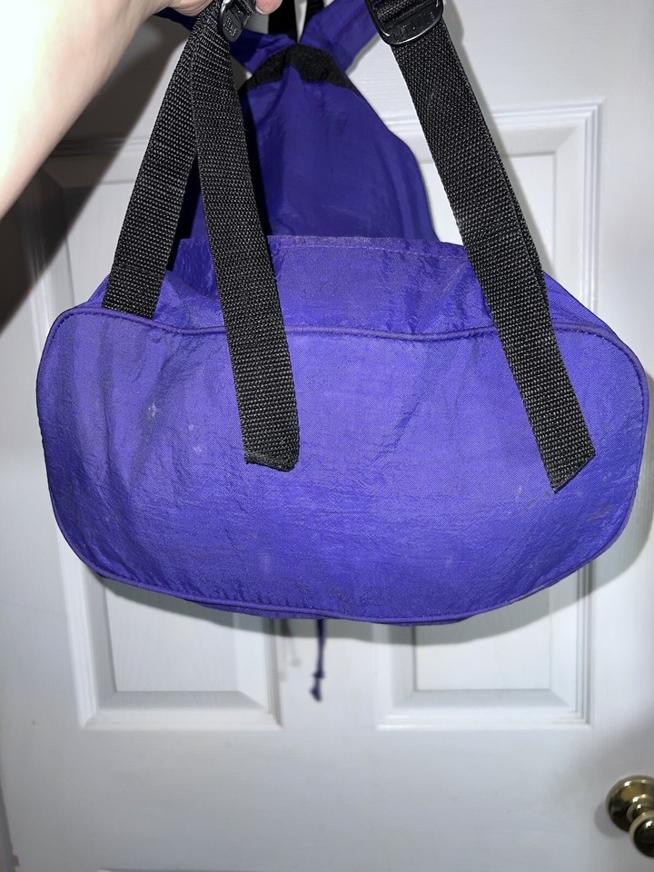 Vintage 90s GITANO Purple Nylon Bookbag Backpack Purse Drawstring 18 x