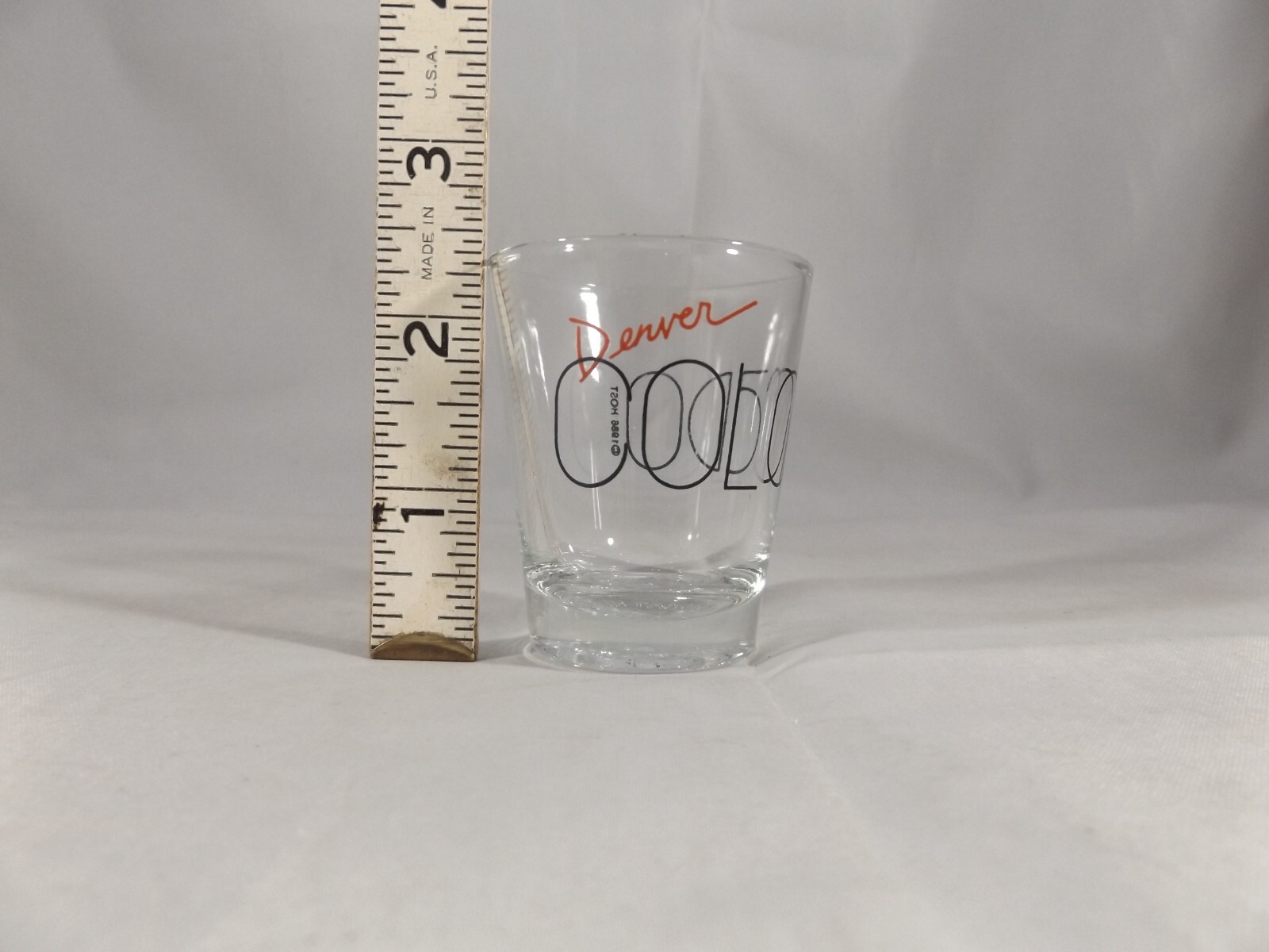 Denver Colorado Shot Glass Souvenir Black Red Letters Script Vintage