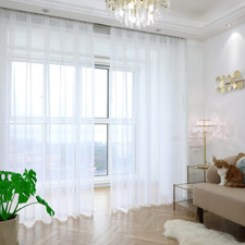 Window Sheer Curtains Clear Transparent Basic Rod Pocket Panel 2 Panels 84"X104"
