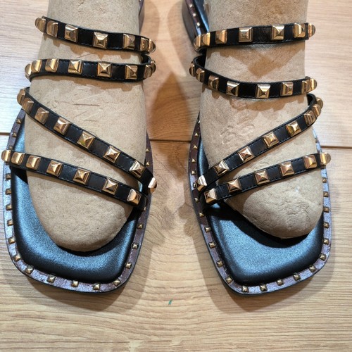 Sandalias Vanessa London negras de cuero con tachuelas talla 9UK / 43EU - Imagen 3 de 14