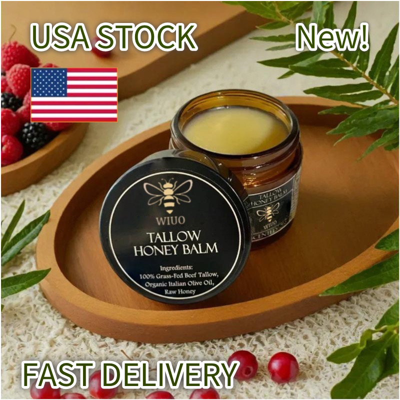 Organic Grass-Fed Beef Tallow Balm with Raw Honey - Unscented Skin Moisturizer