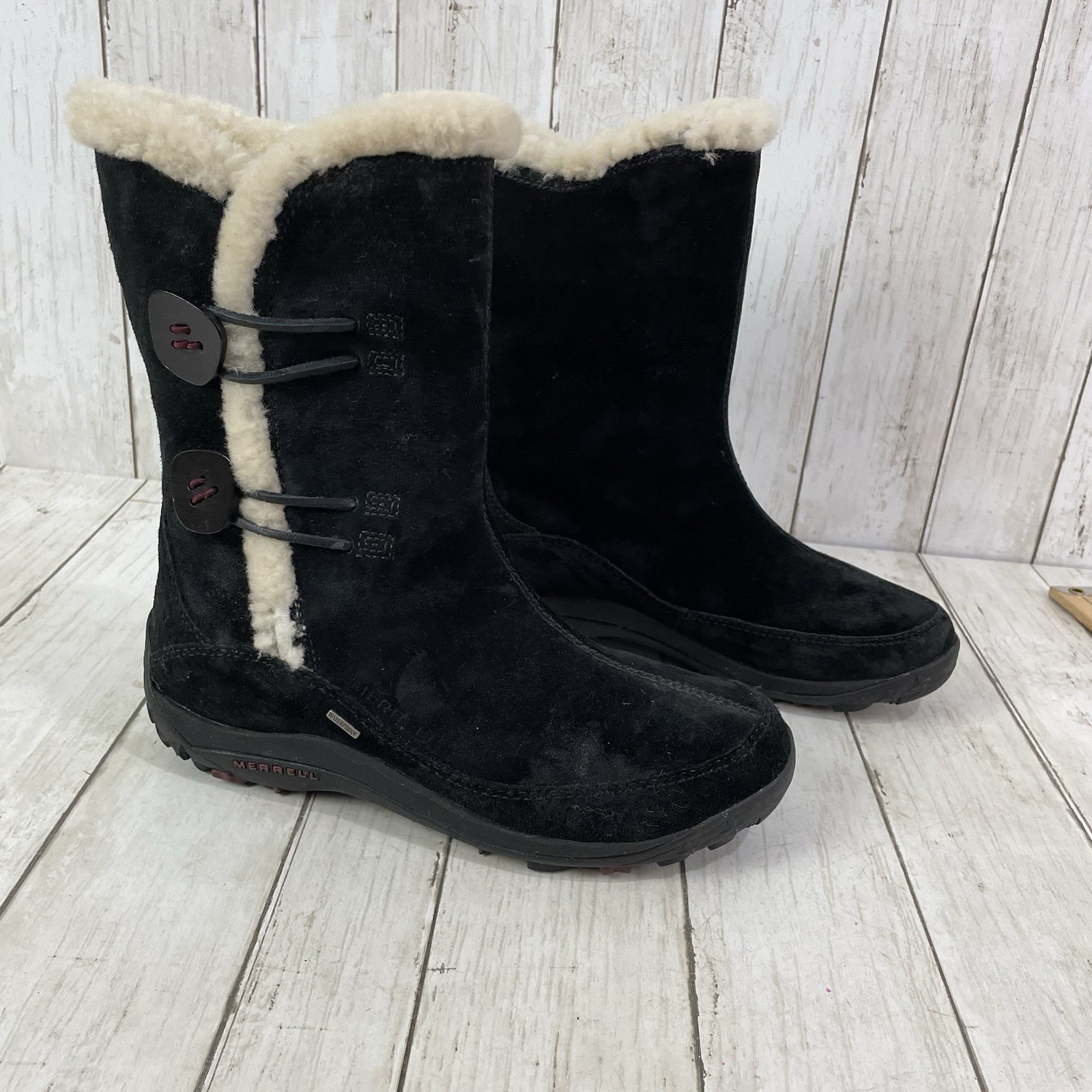 Stivali Merrell Yarra neri impermeabili scamosciati Primaloft 200 grammi donna 8 5