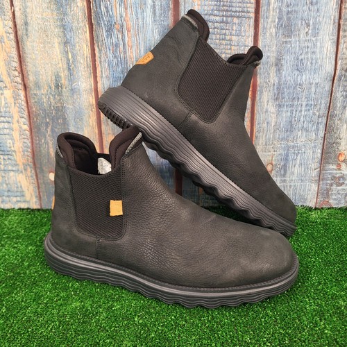 Hey DUDE Stivali Uomo UK 11, EU 45 Nero 100% Pelle Stivali Chelsea