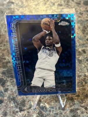 2025-26 Topps Chrome - Anthony Edwards Blue X-Fractor #151 SSP Wolves  